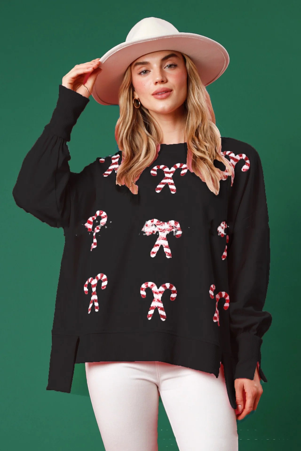 2024 Autumn and Winter New Women's Clothing Christmas Candy Sequined Top Loose Casual Sweater