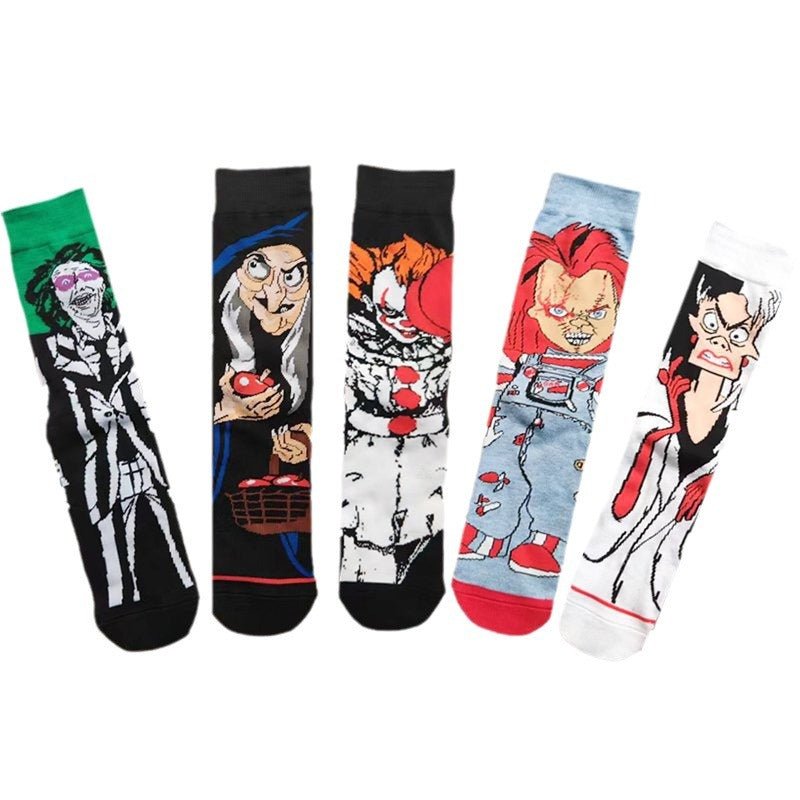 Men's Wholesale Four Seasons Animation Medium Tube Large Trendy Socks Men's Women's Creative Socks-5PRS