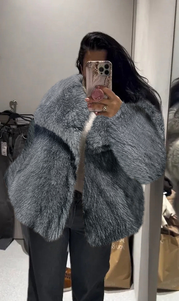 Fur Large Lapel Artificial Fur Jacket Short Fashion Fox Fur Jacket Fluffy Plush Women's Clothing