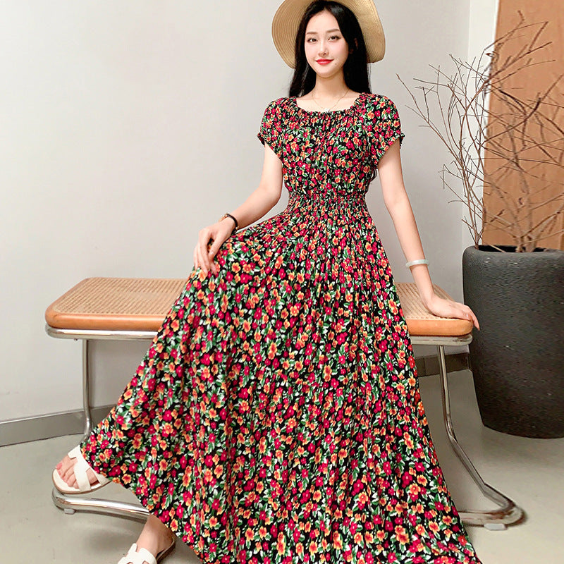 Prairie Dream Dress: Tiered Cotton Maxi - Cold Shoulder & Smocked Waist