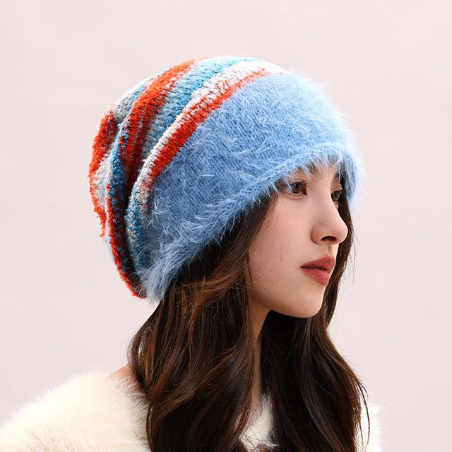Maillard Pile Hat Children Winter Big Head Circumference Showing Face Small Wool Hat Warm Confinement Bag Head Knitted Cold Hat
