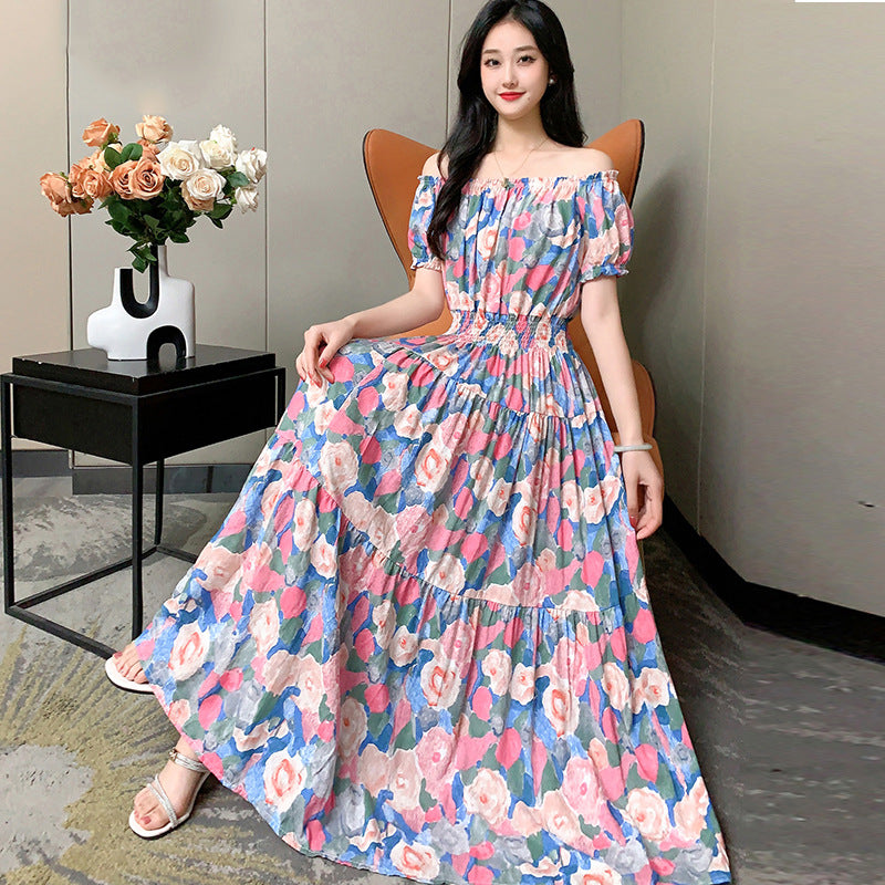 Prairie Dream Dress: Tiered Cotton Maxi - Cold Shoulder & Smocked Waist