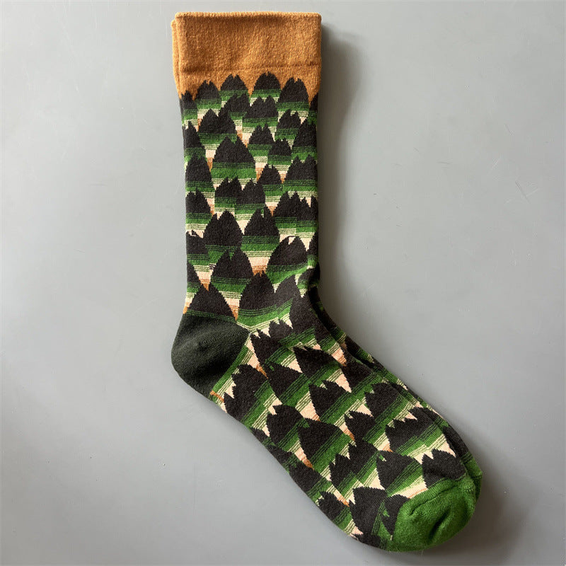 New Product Mid Calf Socks Women Oil Painting Socks Niche Fun Literary and Artistic Color Socks