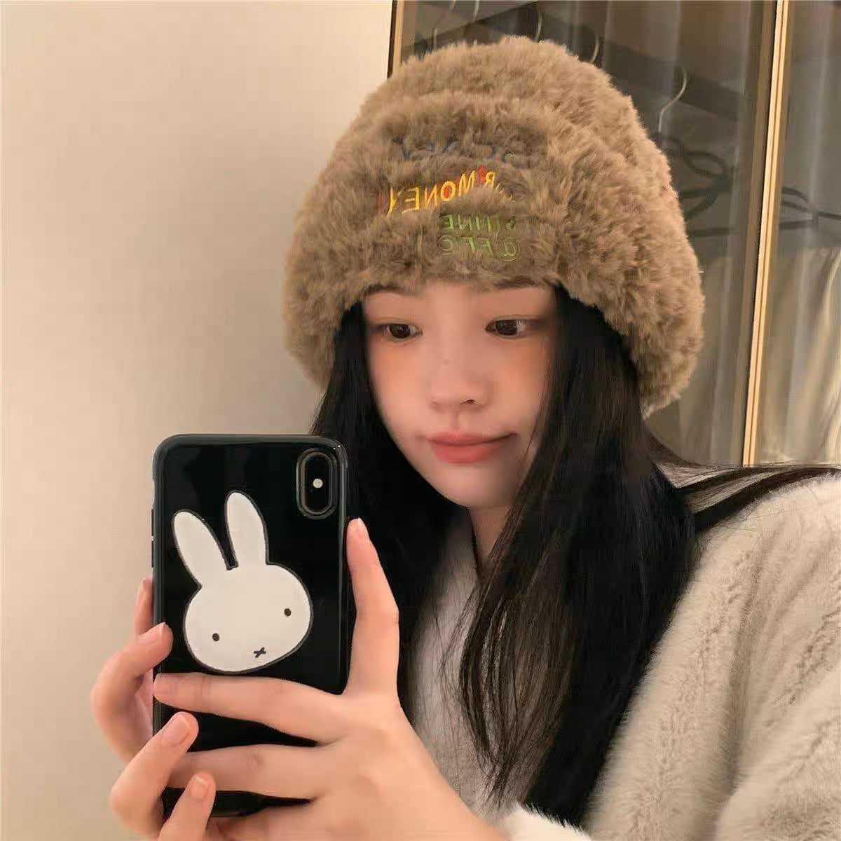 New Knitted Hat Children's Winter Wool Stripes Show A Small Face Plush Warm Thickened Large Head Circumference Ear Protectors Stacking Hat