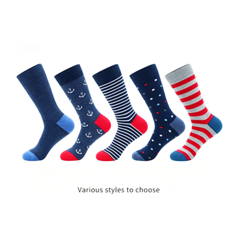 Socks Men's Plus Size Stockings Striped Cotton Socks Business Medium Tube