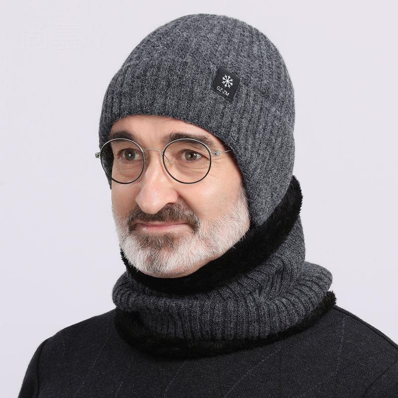 Hat Men's Winter Warm Wool Hat Thickened Ear Protector Winter Autumn and Winter Knitted Hat Men's Winter