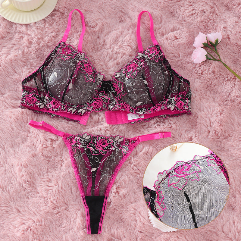 EcoLuxe Lace Bralette Set: Rose Floral Zero-Squeeze Comfort | Reimagined Sensuality