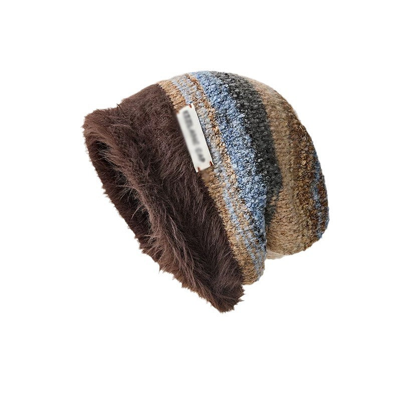 Maillard Pile Hat Children Winter Big Head Circumference Showing Face Small Wool Hat Warm Confinement Bag Head Knitted Cold Hat