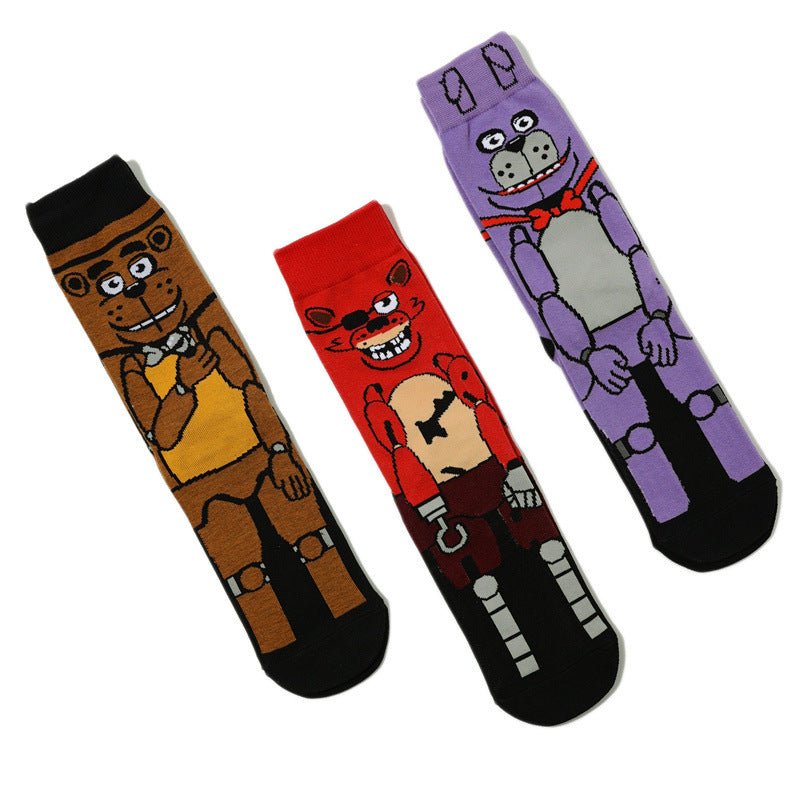 Male Cartoon Animation Cotton Socks Sports Female Robot Dog Casual Medium Tube Men's Socks Comic Socks-5PRS
