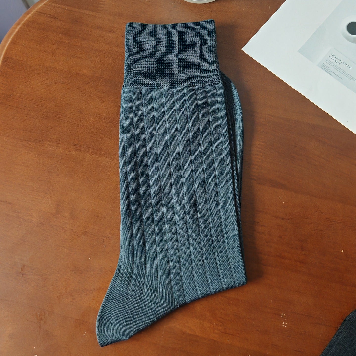Mercerized Cotton Thin Men's Business Cotton Socks, Solid Color Vertical Strip Socks, Boneless Seam Toe Men's Socks