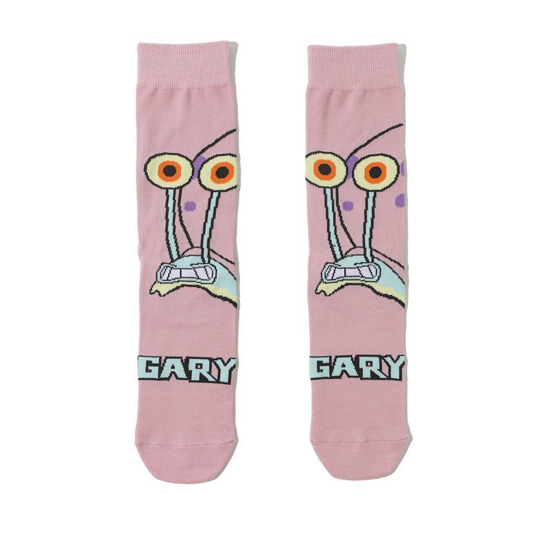 Male Parasite Cartoon Tide Socks Women's Medium Tube Men's Sponge Socks Long Tube Cotton Animation Socks-5PRS