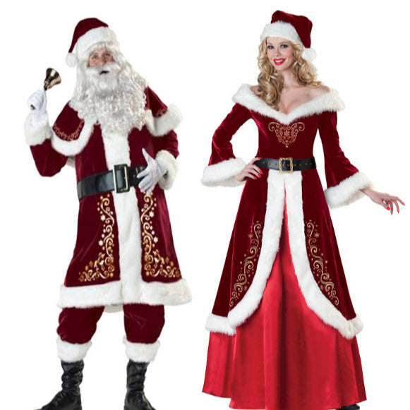 Santa Claus Couple Clothing Vintage Court Dress Women's Cosplay Makeup Ball Performance Clothing