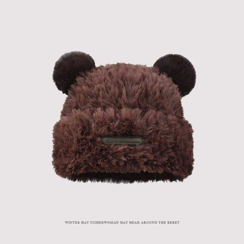 New Knitted Hat Children's Winter Wool Stripes Show A Small Face Plush Warm Thickened Large Head Circumference Ear Protectors Stacking Hat
