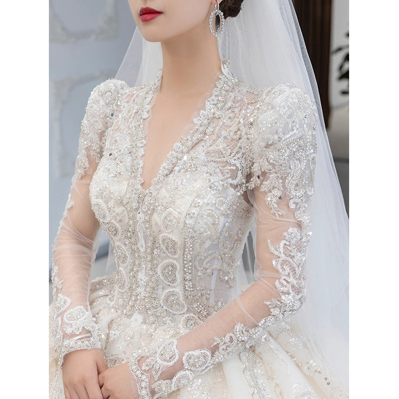 Curvy Empire Waist Wedding Gown | Regal Court Train & Bump-Friendly Silhouette | Queen Size Maternity Bride Dress
