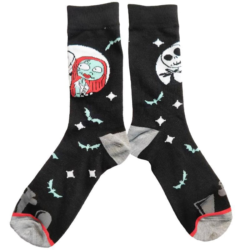 Men's Wholesale Cotton Socks Large Size Cotton Animation Four Seasons Manufacturers Casual Halloween Beautiful Women Socks-5PRS