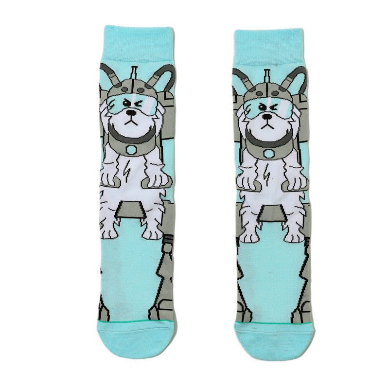 Men's Cotton Socks and Women's Animation Medium Tube Men's Socks Wholesale Medium Tube Couple Socks-5prs