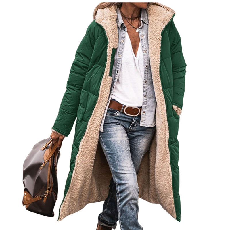 Solid Color Hooded Cotton Clothes, Long Sleeves, Double-sided Wear, Slim Fit, Eight Colors, Five Yards, Thickened Coat.