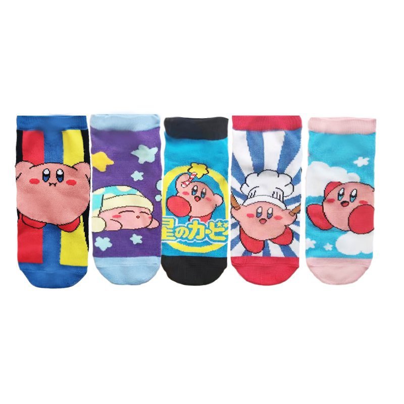 Female Wholesale Male Star Kirby Tide Socks Manufacturer Socks Cartoon Four Seasons Boat Socks Cute Cotton Short Socks-5PRS