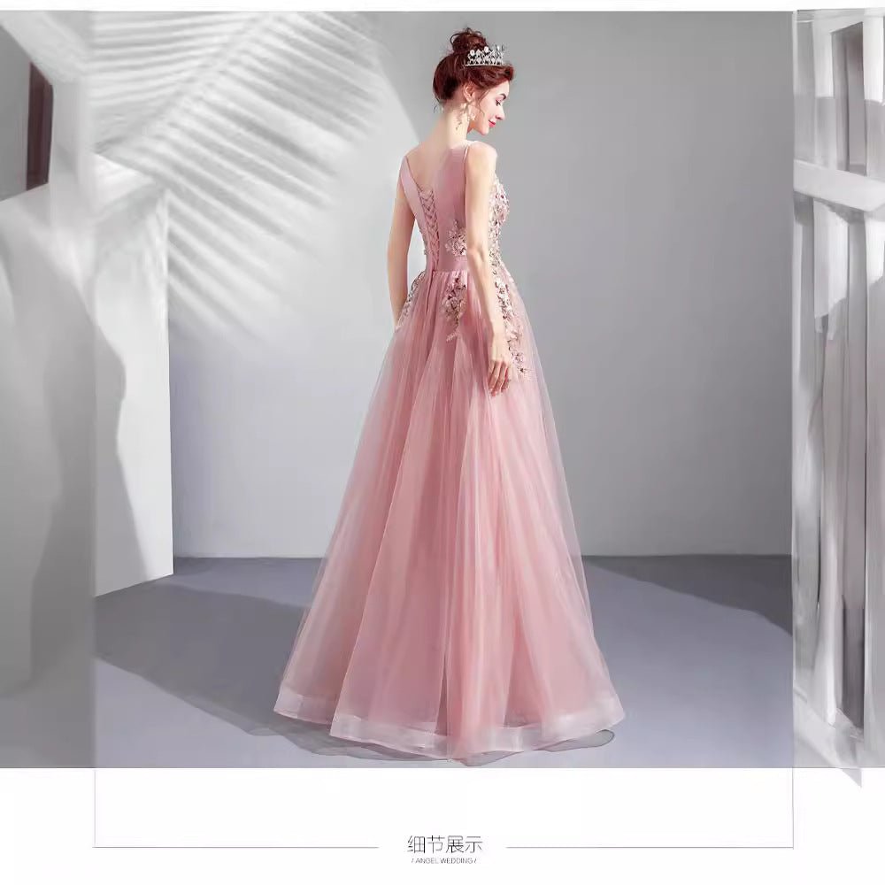 Splendid Flowers, Sweet Lotus Root Pink Bridal Toast Dinner Party Wedding Dress 6806