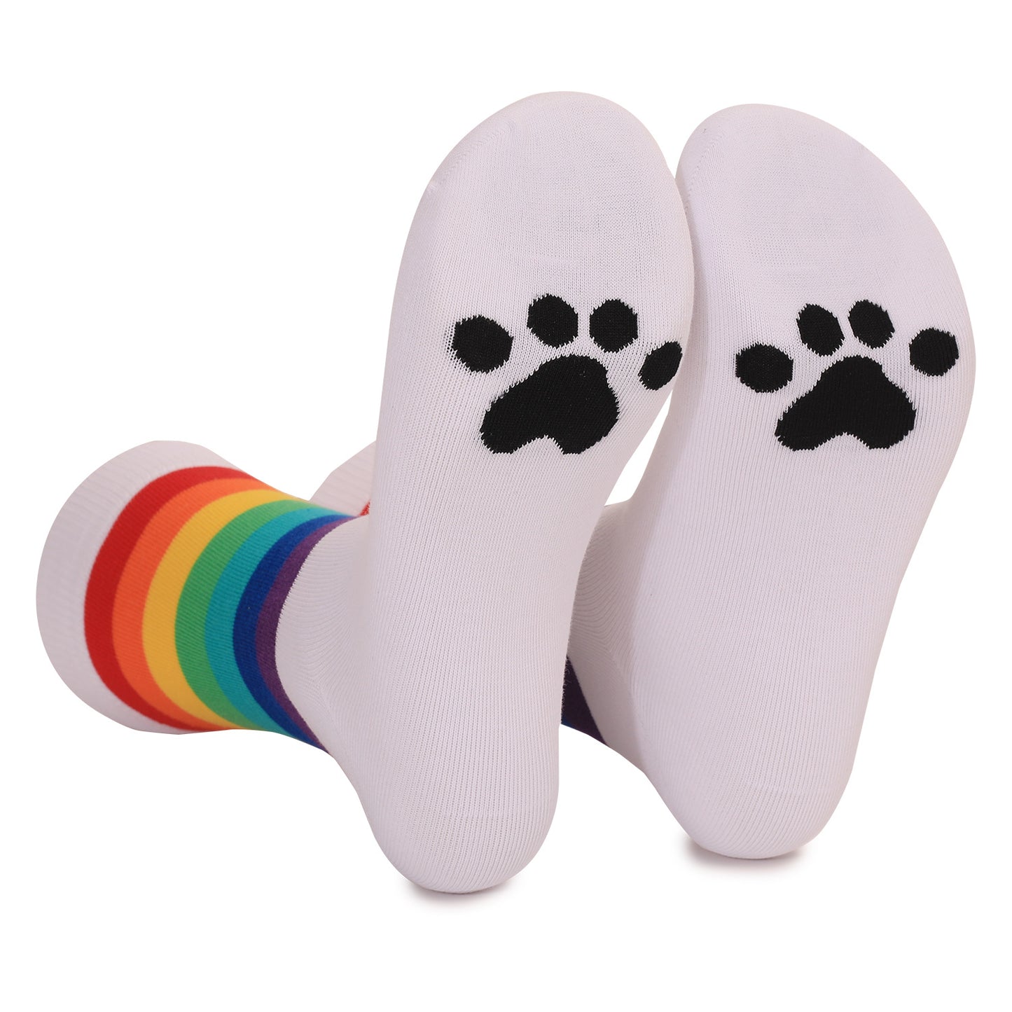 Medium Tube Socks New Rainbow Striped Elements Sweat-absorbing Deodorant Animal Footprints Men and Women Can Wear Medium Tube Socks