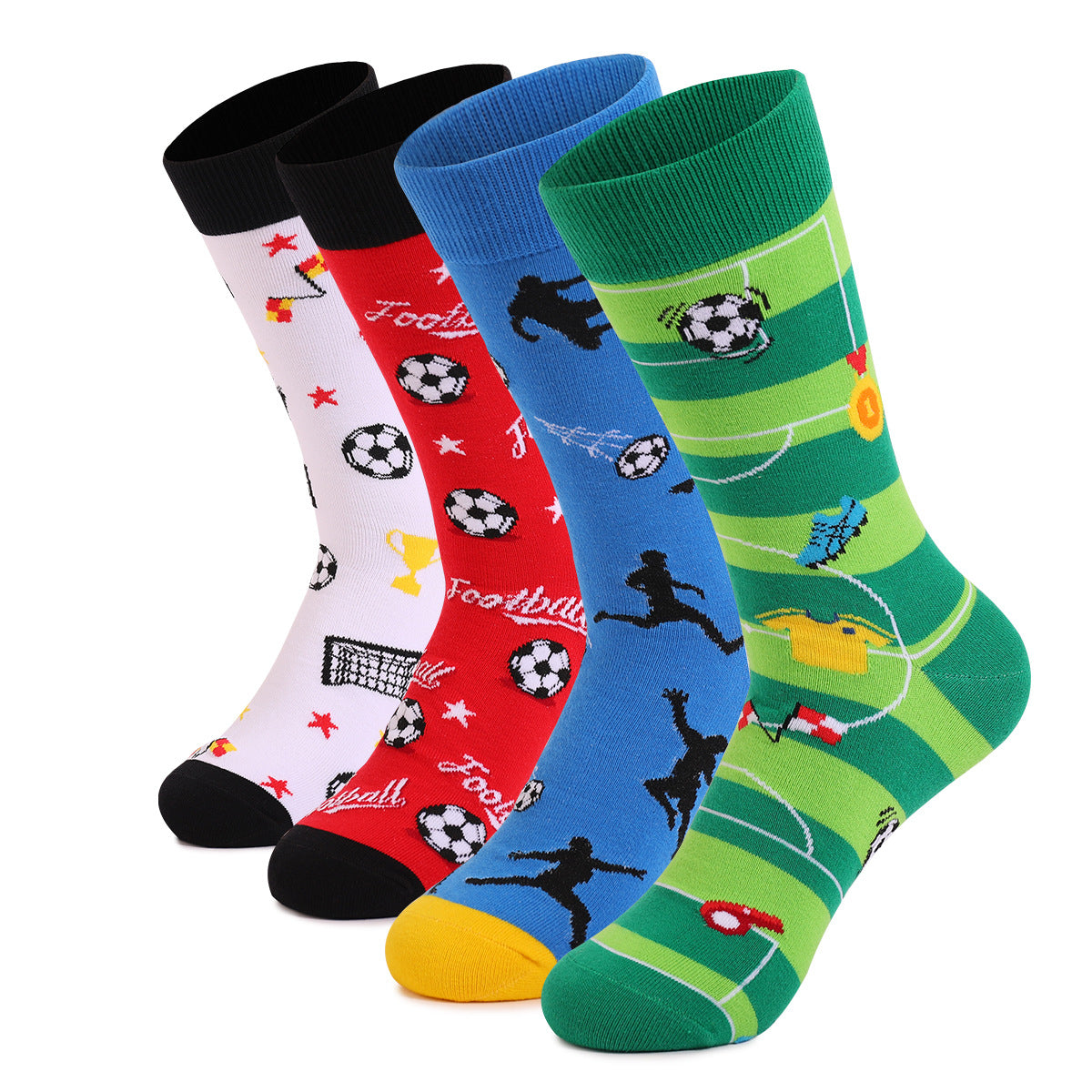 World Cup Football Men's Socks Medium Tube Socks Autumn and Winter Thickened Sports Socks Combed Cotton Men's Funny Socks