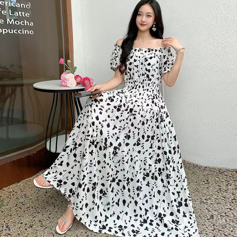 Prairie Dream Dress: Tiered Cotton Maxi - Cold Shoulder & Smocked Waist