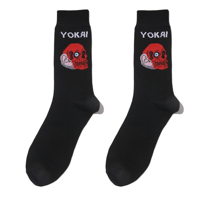Male Japanese Monster Animation Socks Female Cotton Monster Story Sock Cartoon Personality Trend Boat Socks-5PRS