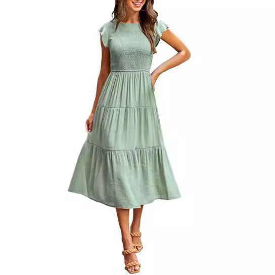 2025 Summer Viral Dress: Y2K-Inspired Cold-Shoulder Pleated Mini Dress - Sustainable Fabric Comfy Feifei Sleeves