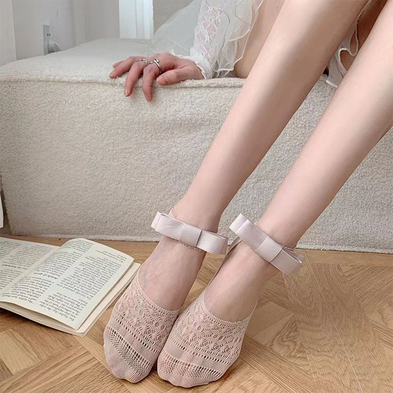 Summer Viral Lace Boat Socks:No-Show Mesh Heel Socks for Women | Breathable Gym-to-Office Invisible Footwear Trend-4PRS