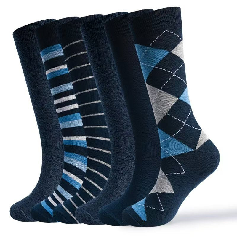Stockings Rhombus Striped Socks Men's Business Socks High Tube Socks Autumn and Winter