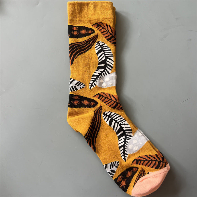 New Product Mid Calf Socks Women Oil Painting Socks Niche Fun Literary and Artistic Color Socks
