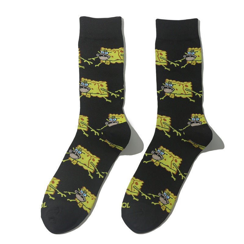 Men's SpongeBob SquarePants Women's Medium Tube Cartoon Men's Socks Anime Men's Movie Women's Personality Socks-5PRS