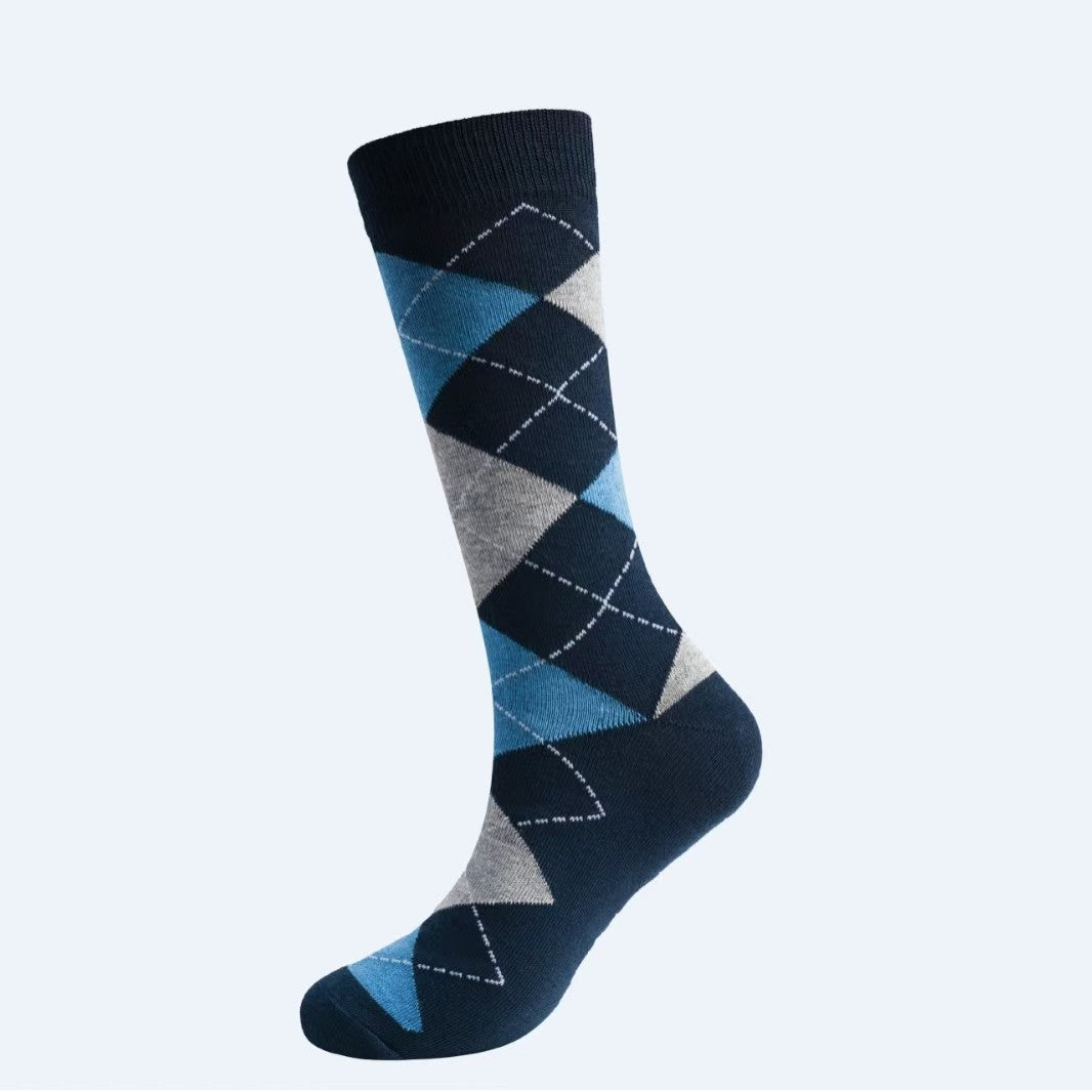 Stockings Rhombus Striped Socks Men's Business Socks High Tube Socks Autumn and Winter