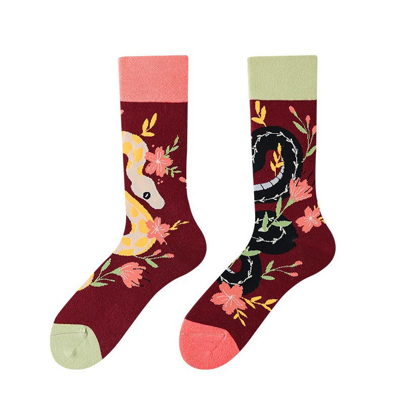 New Four Seasons Men's and Women's AB Original Design Asymmetrical Tide Socks Mandarin Duck Socks Street Tide Socks Cross-border