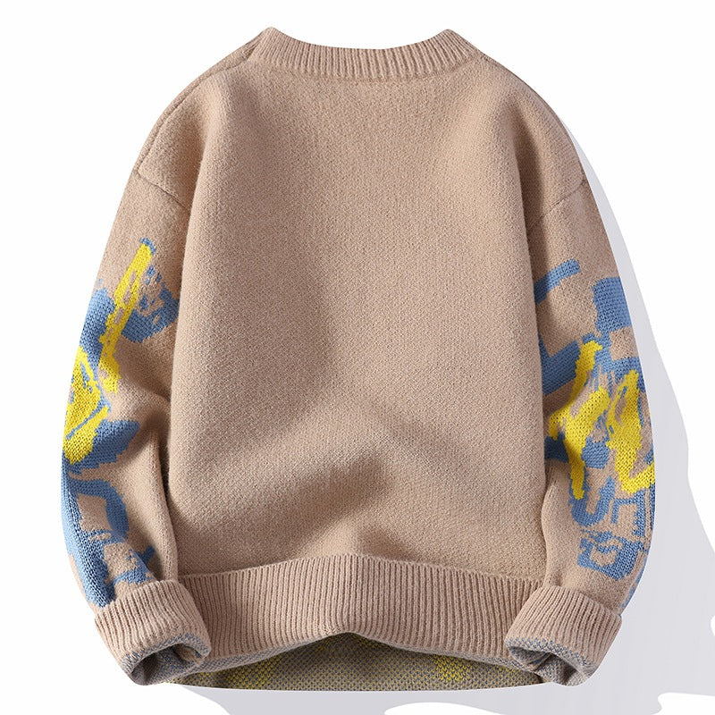 Popular Men's Autumn and Winter 2024 New Semi-turtleneck Sweater Men's Thickened Top
