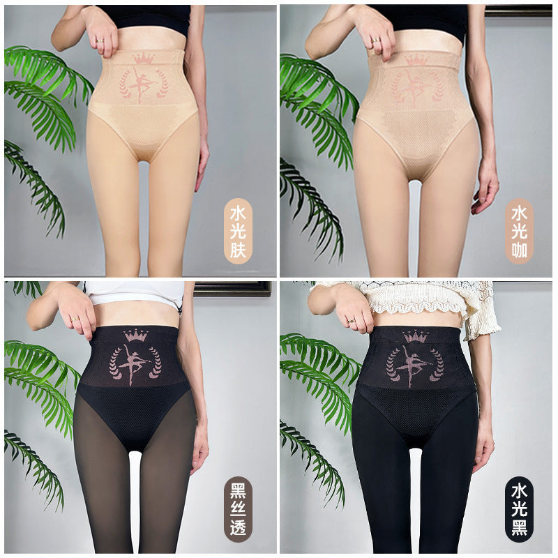 Large Size High Waist Water Light Socks Tall Extended Bare Leg Artifact Female Outer Wear Autumn and Winter Velvet Thickened Nude Pantyhose