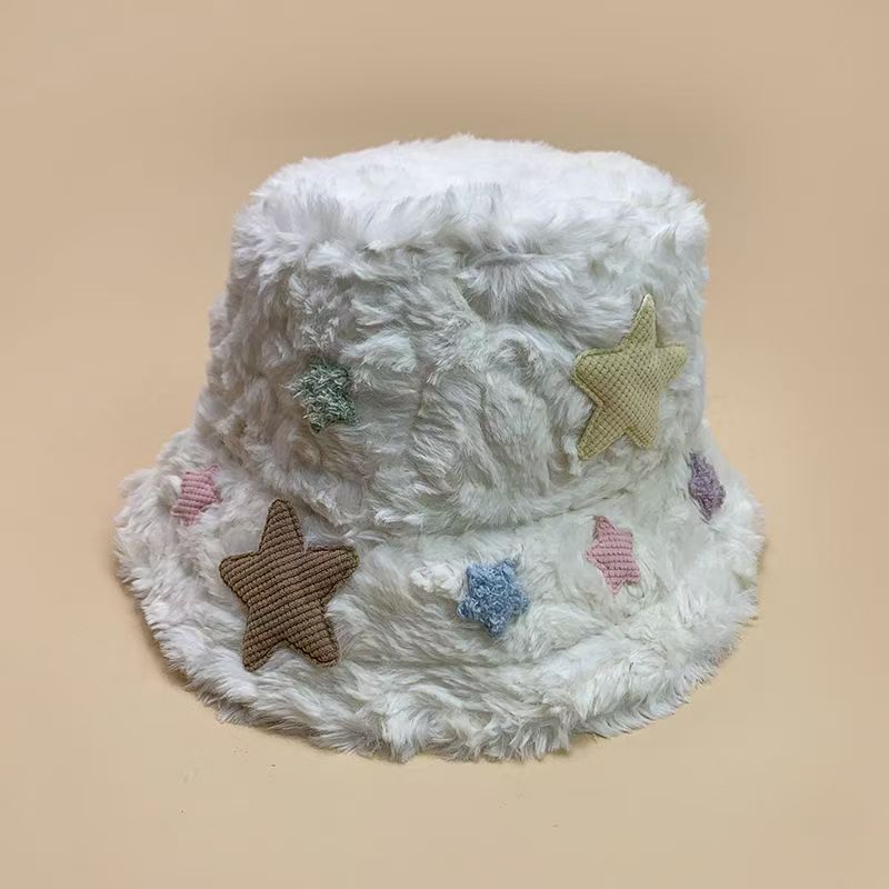Fisherman's Hat Children Autumn and Winter Thickened Plush Cute Basin Hat Versatile Face Small Cold Hat