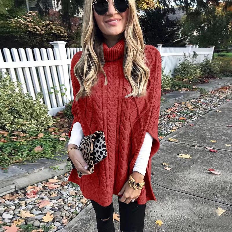 New Turtleneck Solid Color Street Hipster Sweater Loose Fashion Sweater Women's Shawl
