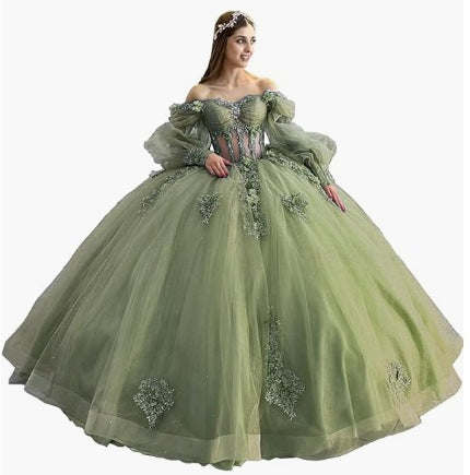 Floral One-Shoulder Tutu Dress with Bubble Sleeves - Spring Summer Elegant Party & Evening Wear