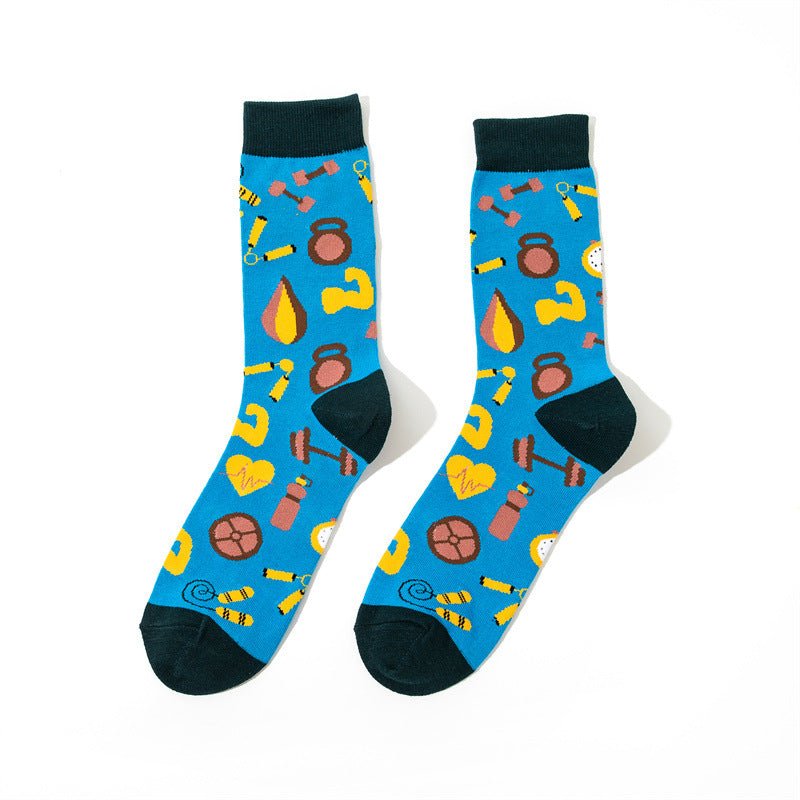 Male Medium Tube Personality Pattern Men's Animation Women's Wholesale Socks Long Tube Comic Film Socks-5PRS
