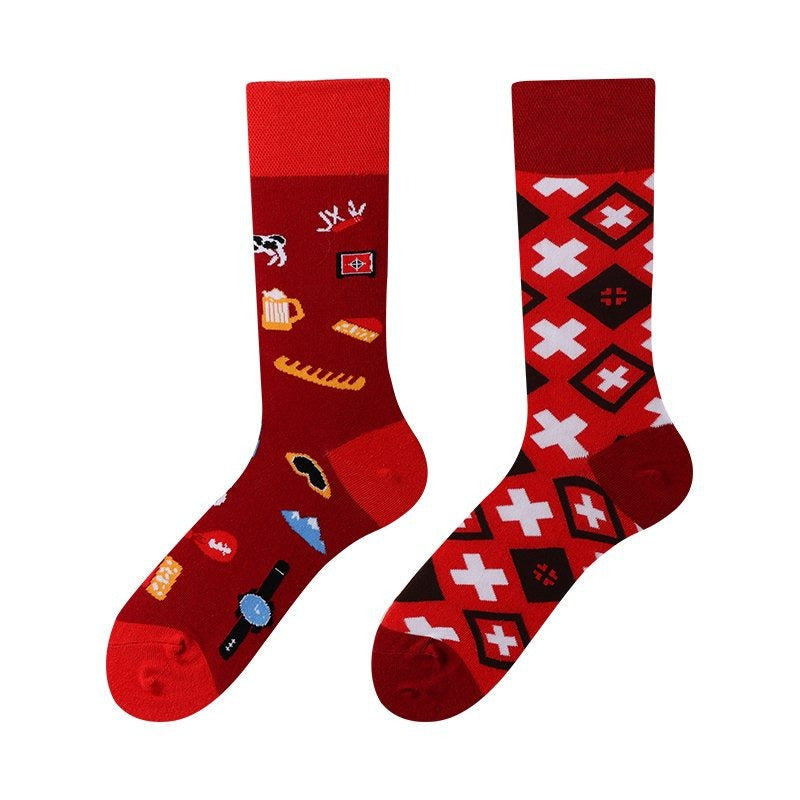New Four Seasons Men's and Women's AB Original Design Asymmetrical Tide Socks Mandarin Duck Socks Street Tide Socks Cross-border