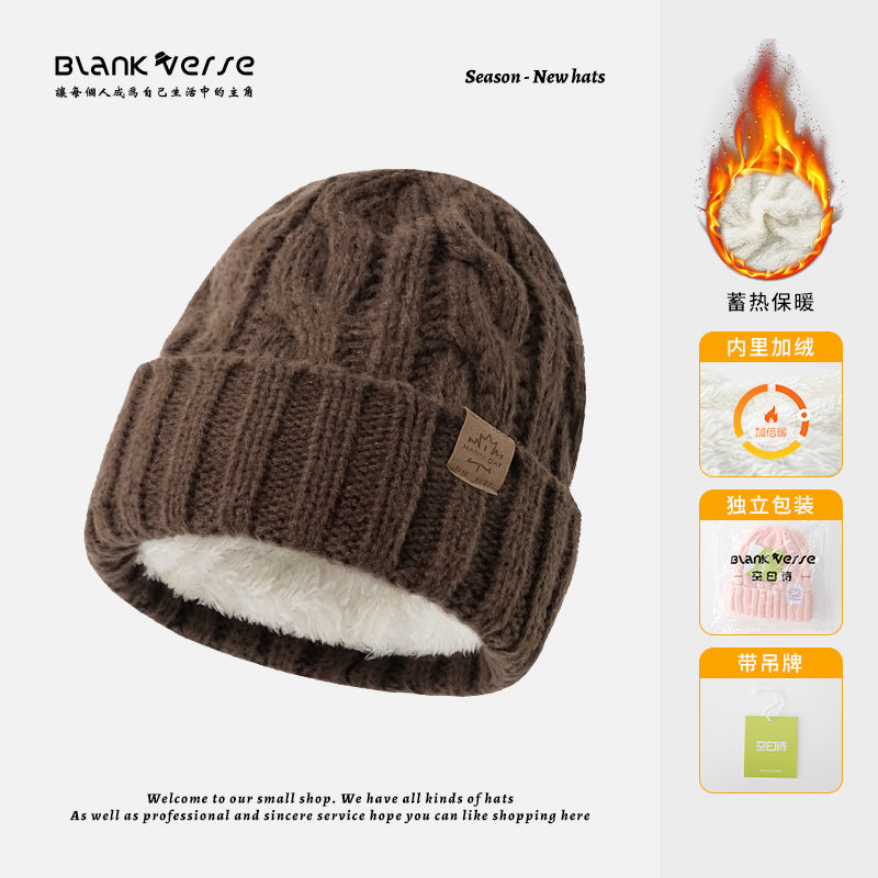 Solid Color Twist Female Autumn and Winter Student Warm Ear Protection Knitted Hat Couple Versatile Cold Hat