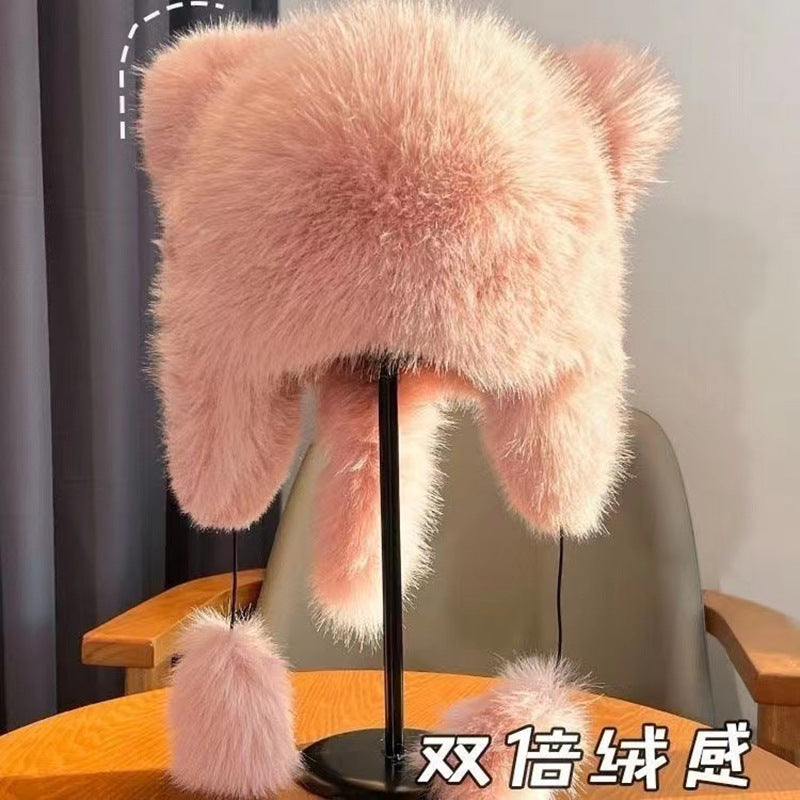 Environmentally Friendly Hair Imitation Fox Hair Raccoon Thickened Warm Princess Fashionable Ear Protection Hat