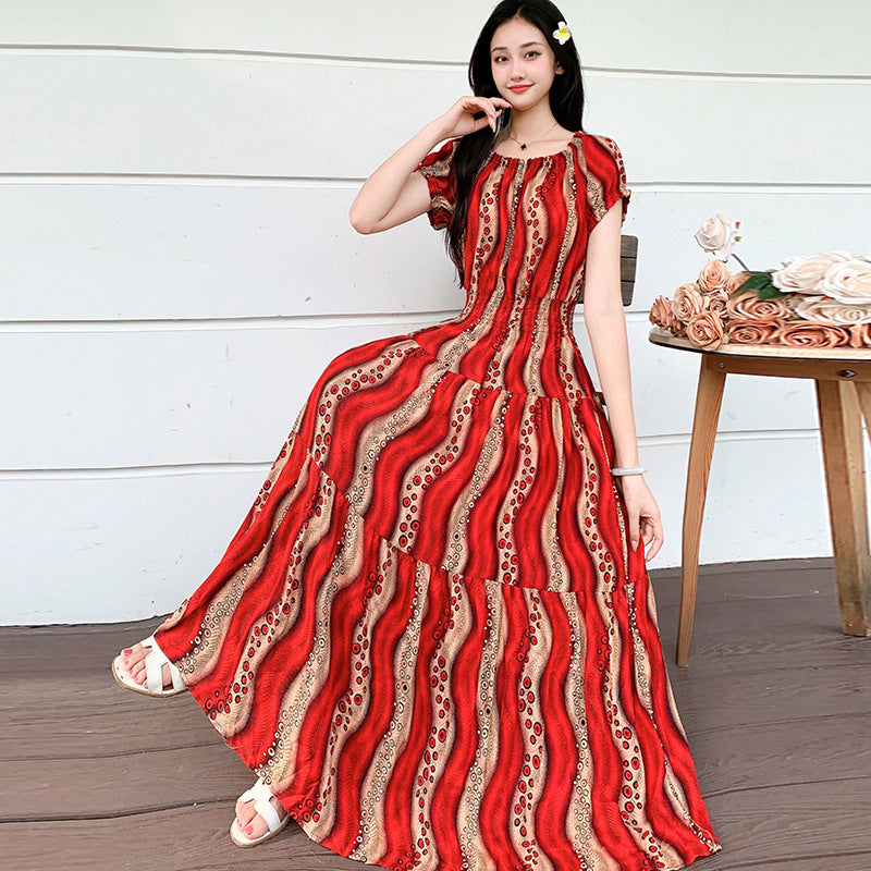 Prairie Dream Dress: Tiered Cotton Maxi - Cold Shoulder & Smocked Waist