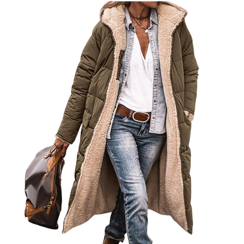Solid Color Hooded Cotton Clothes, Long Sleeves, Double-sided Wear, Slim Fit, Eight Colors, Five Yards, Thickened Coat.