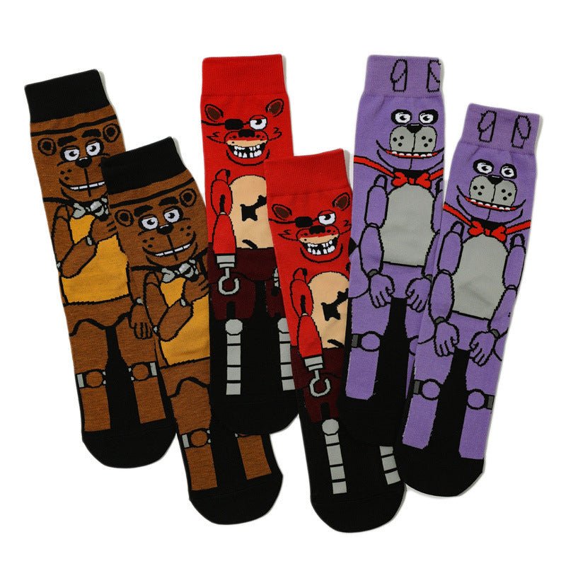 Male Cartoon Animation Cotton Socks Sports Female Robot Dog Casual Medium Tube Men's Socks Comic Socks-5PRS