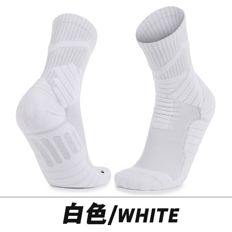 Professional Basketball Socks Men's Three-dimensional Wrapped Tennis Socks High Elastic Lycra Thickened Towel Bottom Medium Tube Sports Socks