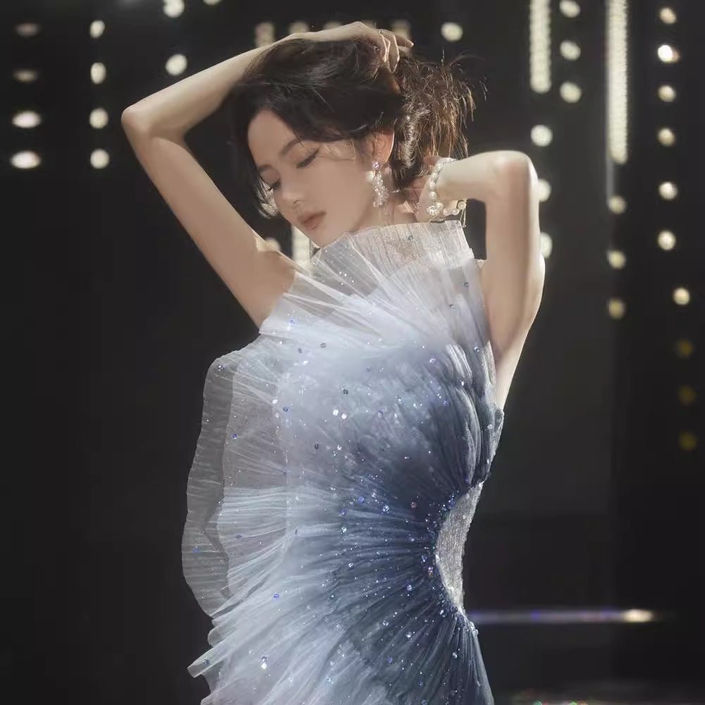 Evening dress female new design sense niche annual meeting host fishtail catwalk solo performance high-end sense female