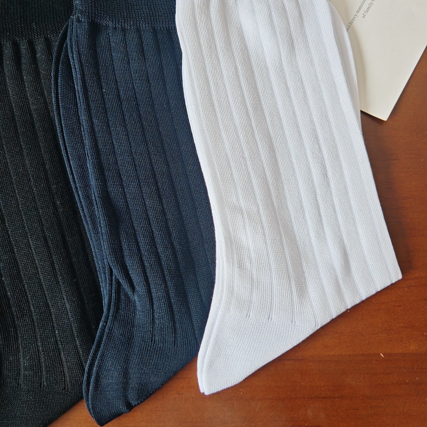 Mercerized Cotton Thin Men's Business Cotton Socks, Solid Color Vertical Strip Socks, Boneless Seam Toe Men's Socks