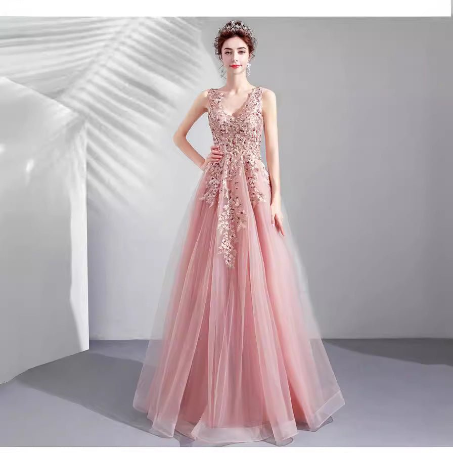 Splendid Flowers, Sweet Lotus Root Pink Bridal Toast Dinner Party Wedding Dress 6806